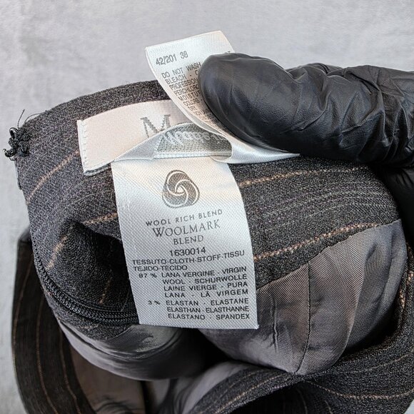 MaxMara Skirt Womens 4 Gray Pinstripe Wool Blend Made In Italy Career Workwear - Picture 9 of 10